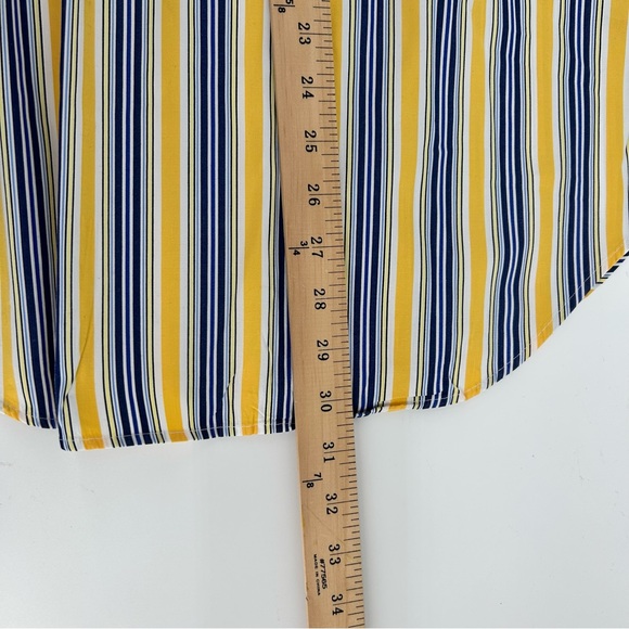 Vtg Polo Ralph Lauren Men's Medium Stanton Yellow Blue Striped Button Down Shirt - Picture 8 of 9